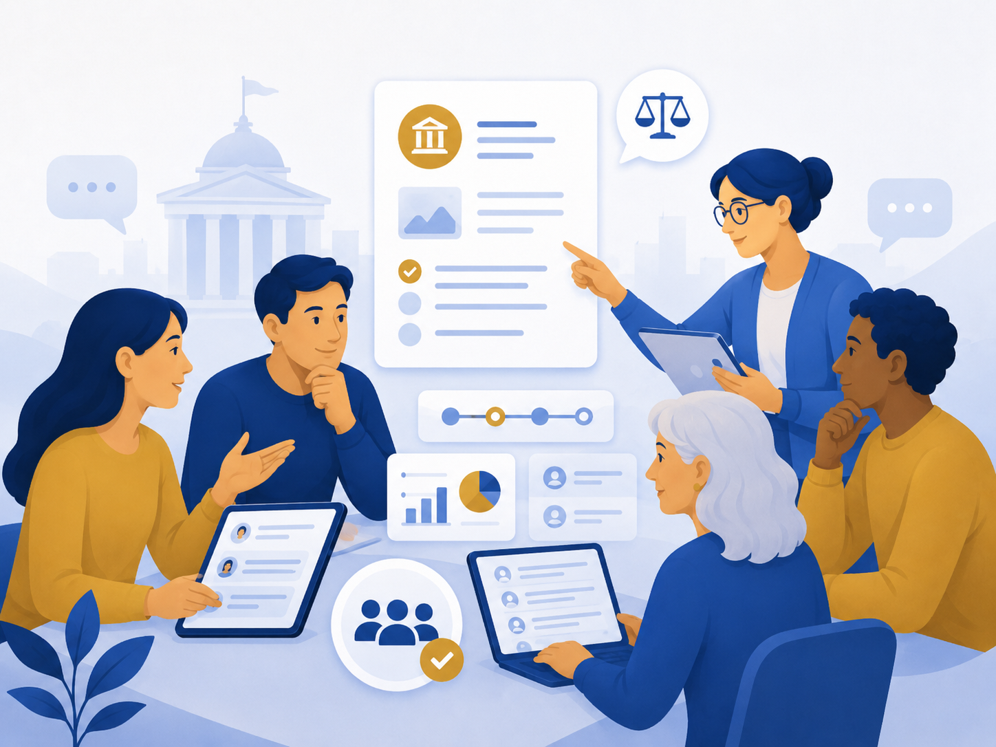 Menschen diskutieren digitale Bürgeranträge